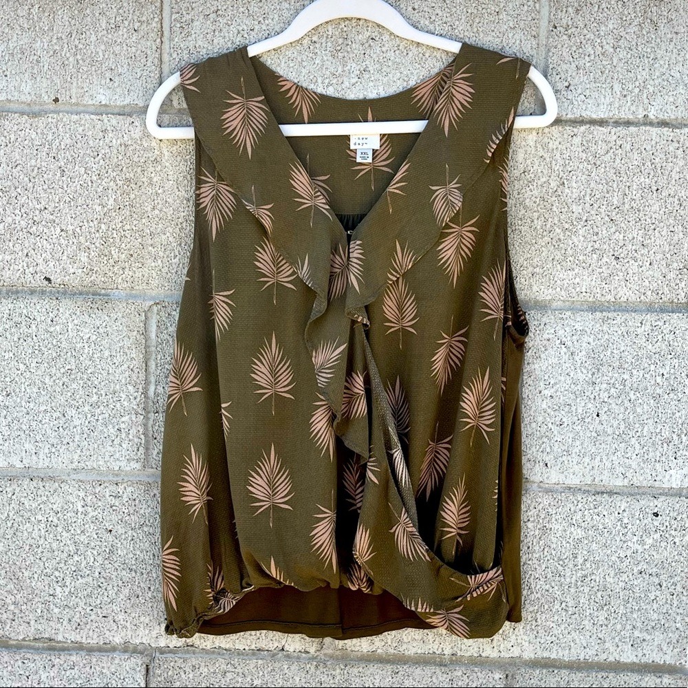 A NEW DAY Target Ruffle Tank Top green palm size XXL 2X
